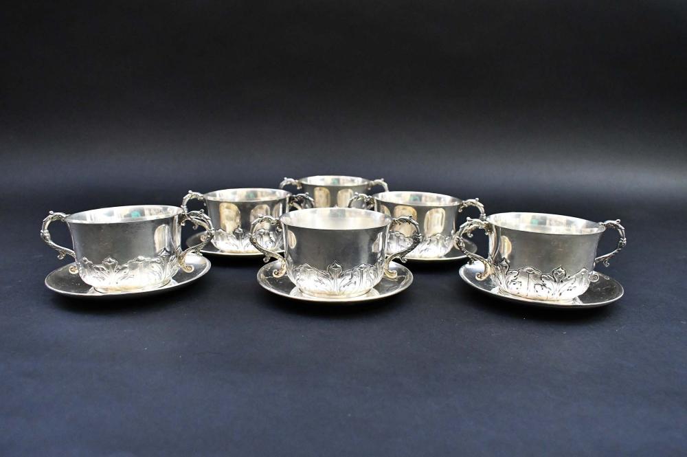 SIX ENGLISH SILVER BOUILLON CUPS