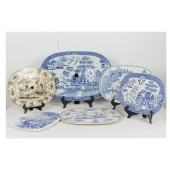 SIX ENGLISH TRANSFERWARE IRONS