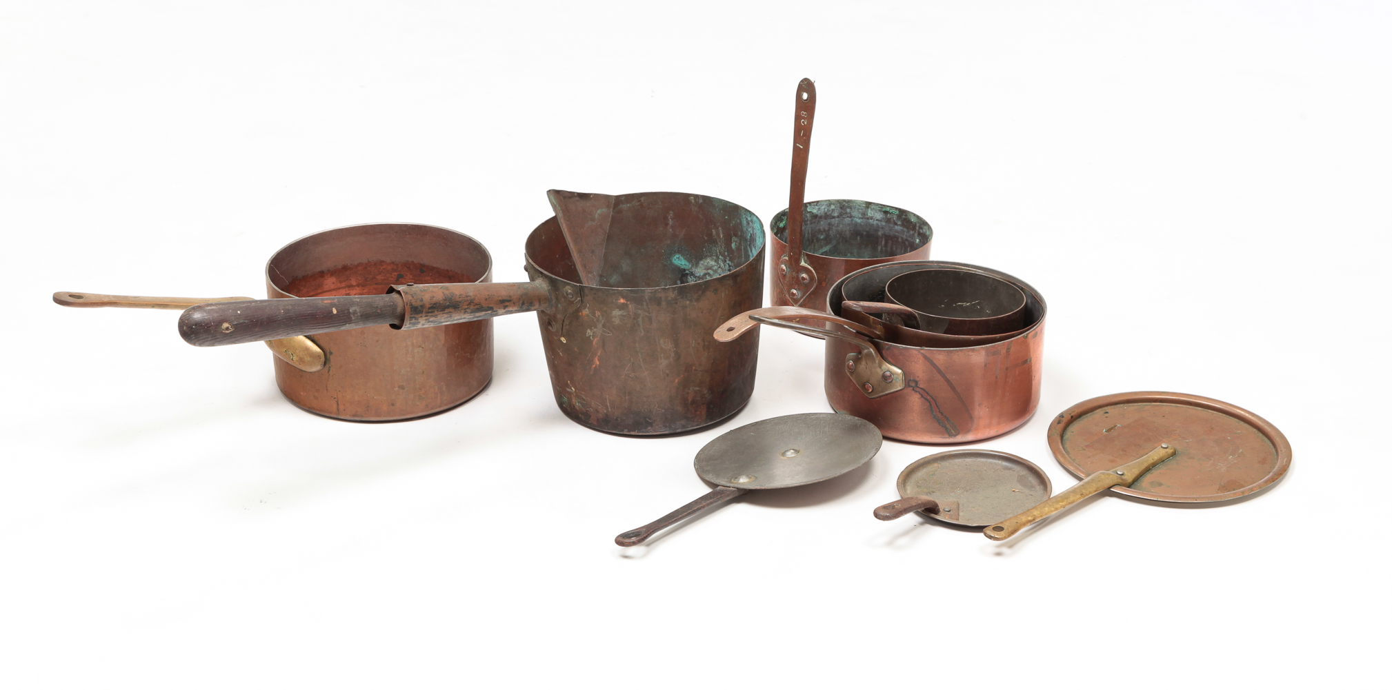 SIX EUROPEAN COPPER PANS.