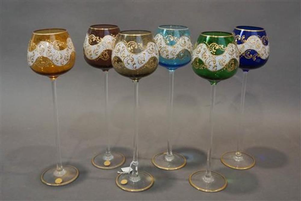 SIX EUROPEAN ENAMEL COLORED GLASS