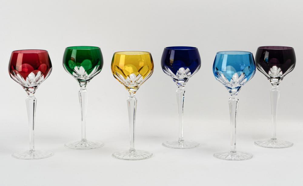 SIX FABERGE COLORED AND CLEAR