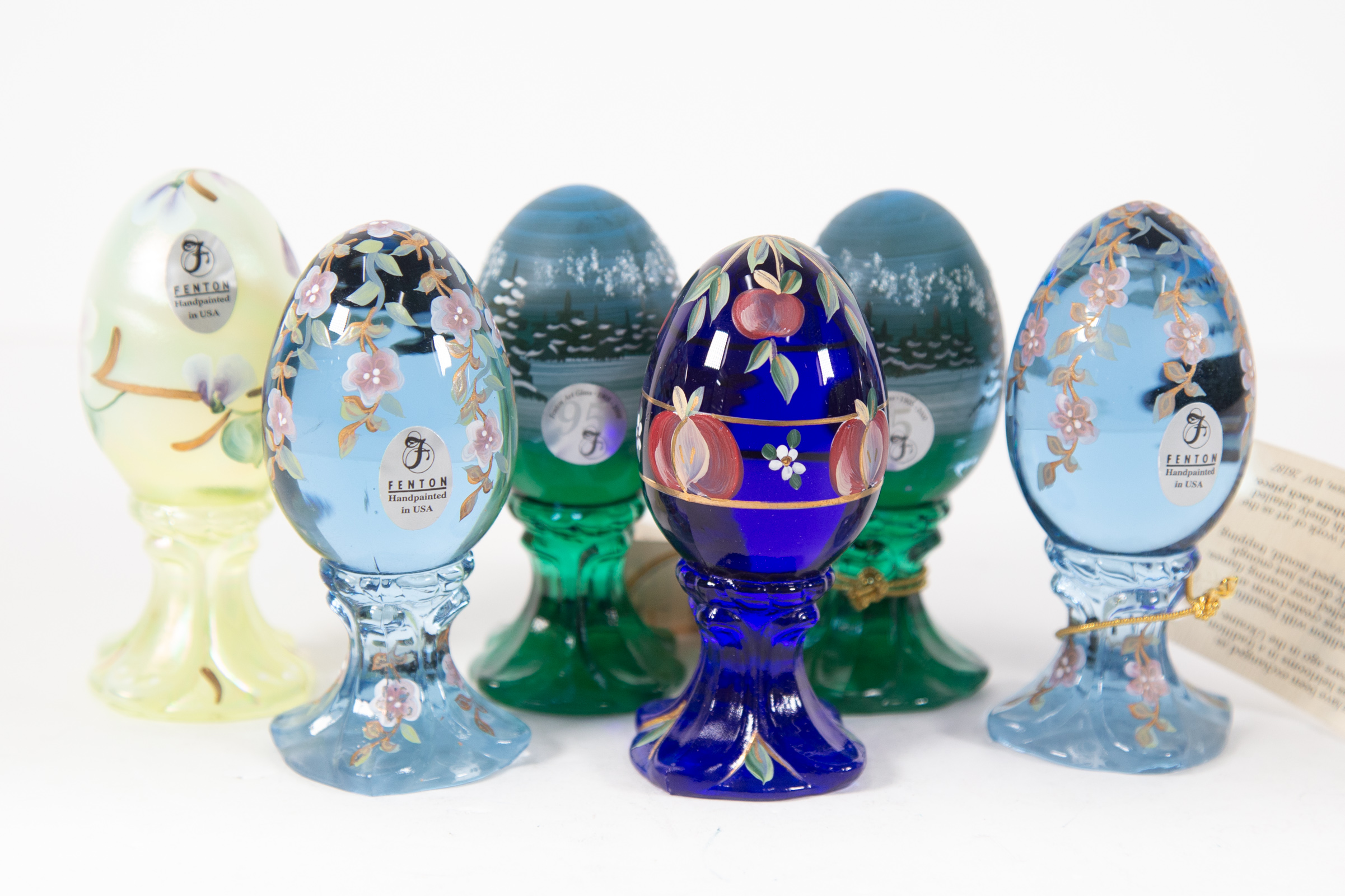 SIX FENTON ARTIST SIGNED EGGS