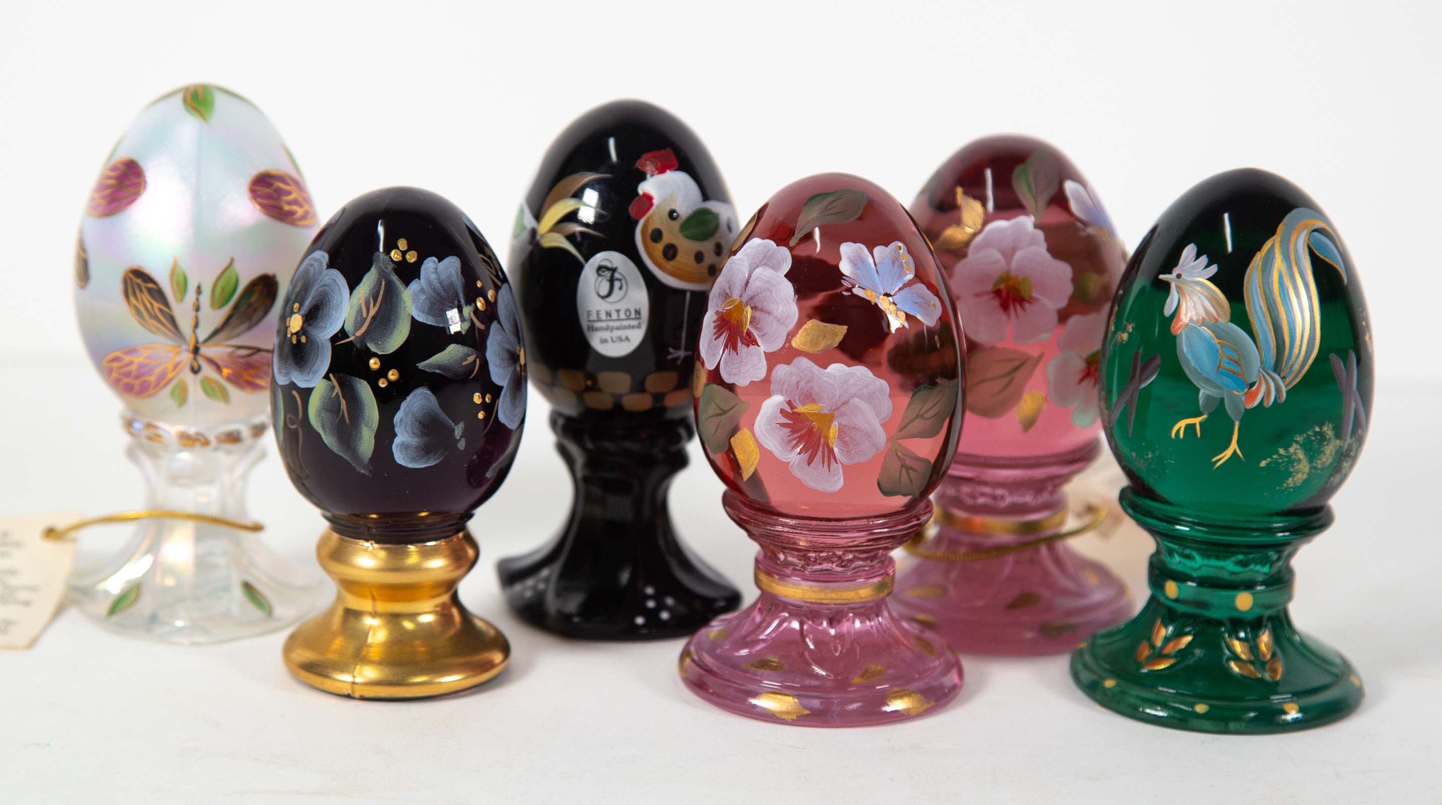 SIX FENTON ARTIST SIGNED EGGS