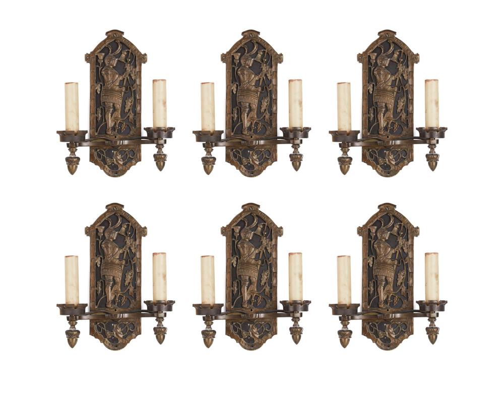 SIX FIGURAL CAST BRASS WALL