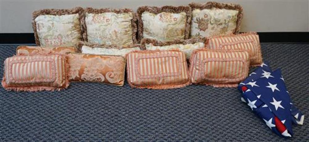 SIX FLORAL THROW PILLOWS, SIX