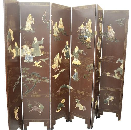 SIX FOLD CHINESE SCREEN HAVING