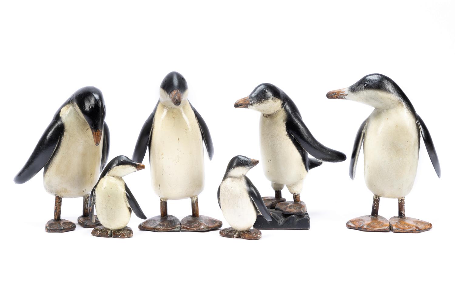 SIX FOLK ART CARVED WOODEN