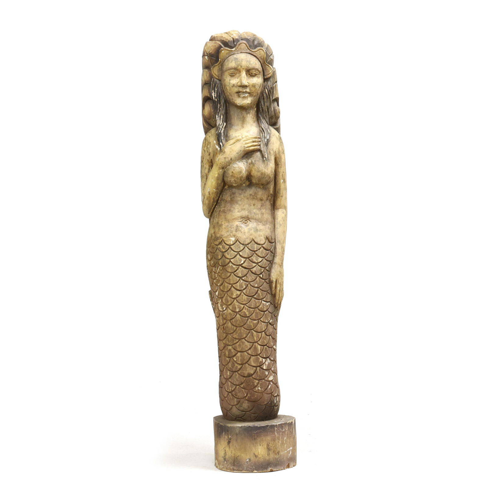 SIX-FOOT VINTAGE CARVED WOOD