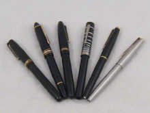 Six fountain pens; a Mont Blanc