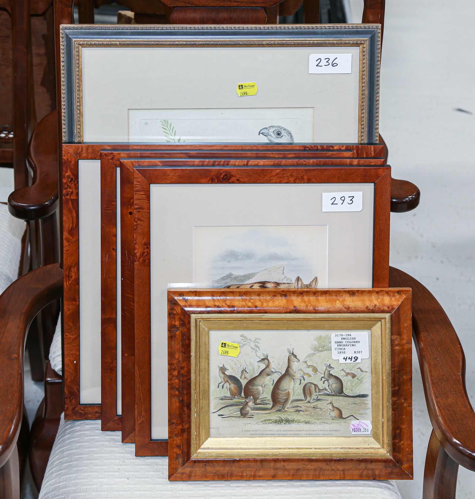 SIX FRAMED ANTIQUE ENGRAVINGS OF