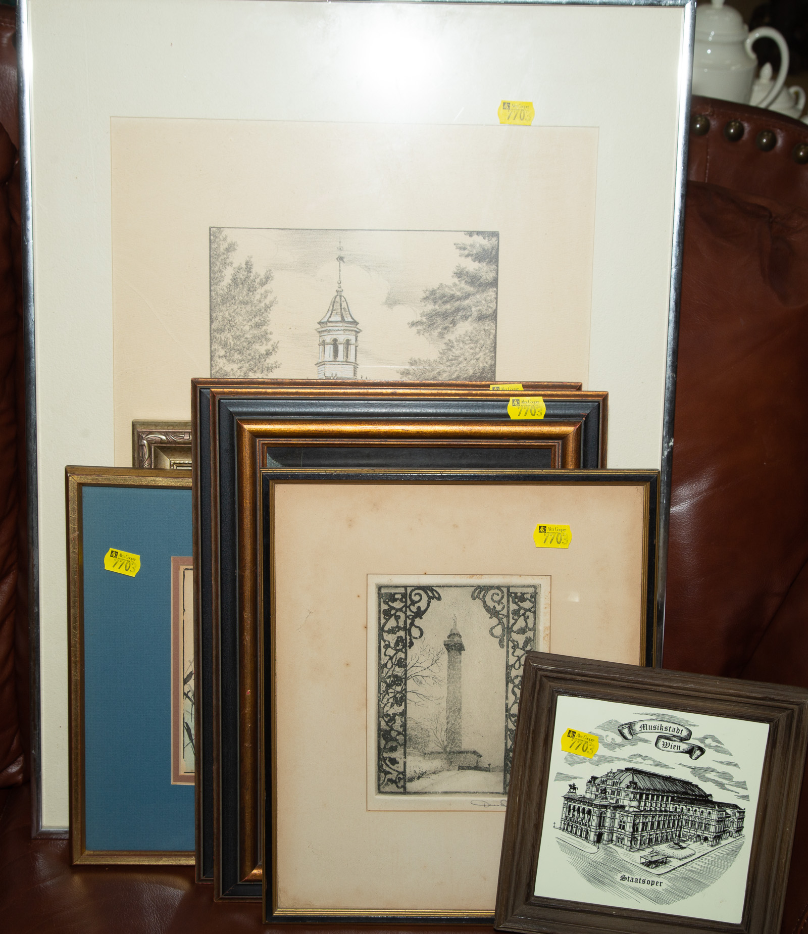 SIX FRAMED ARTWORKS & ONE FRAMED