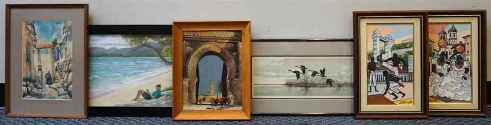 SIX FRAMED ASSORTED ARTWORKSSix