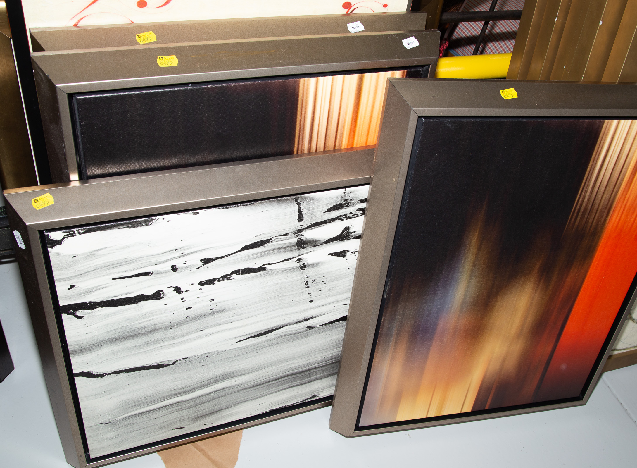 SIX FRAMED CONTEMPORARY ARTWORKS .