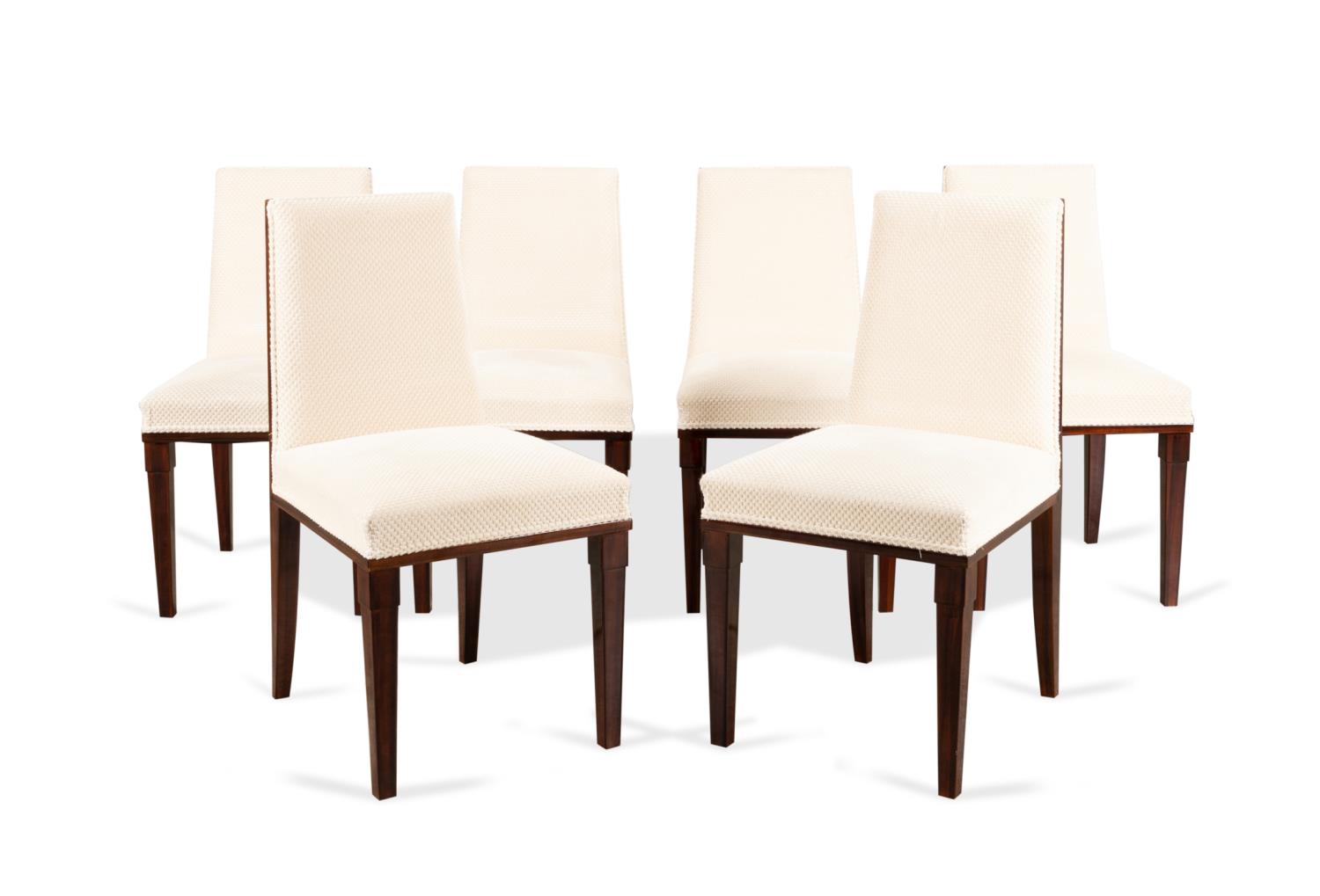 SIX FRENCH ART DECO STYLE WALNUT