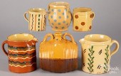 SIX FRENCH JASPé REDWARE VESSE