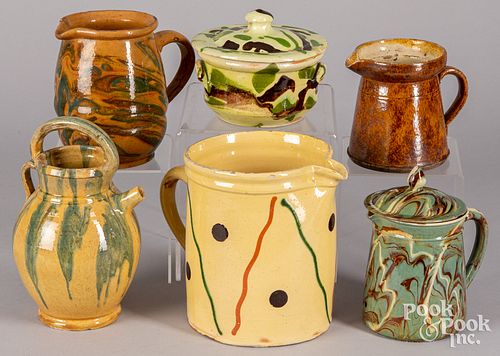SIX FRENCH JASPé REDWARE VESSELSSix