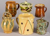 SIX FRENCH JASPé REDWARE VESSE