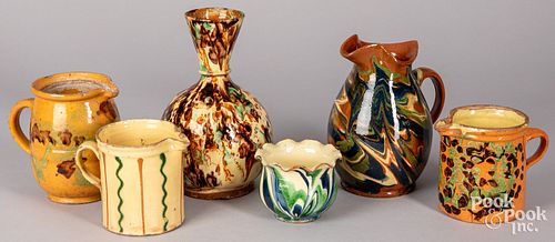 SIX FRENCH JASPé REDWARE VESSELSSix