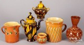 SIX FRENCH JASPé REDWARE VESSE