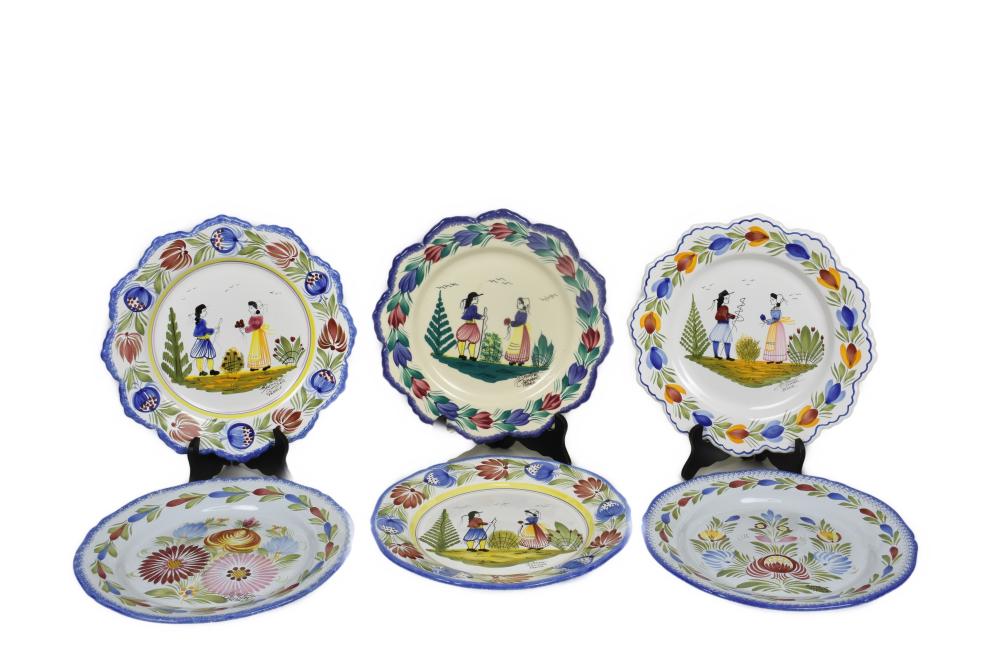 SIX FRENCH QUIMPER FAIENCE