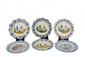 SIX FRENCH QUIMPER FAIENCE PLA