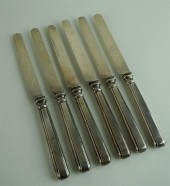 SIX FRENCH SILVER KNIVES, 19TH