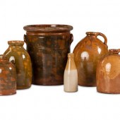Six Galena Glaze Stoneware Cro
