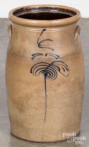 SIX GALLON STONEWARE CHURN, 19TH