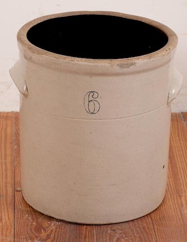 SIX GALLON STONEWARE CROCKWith