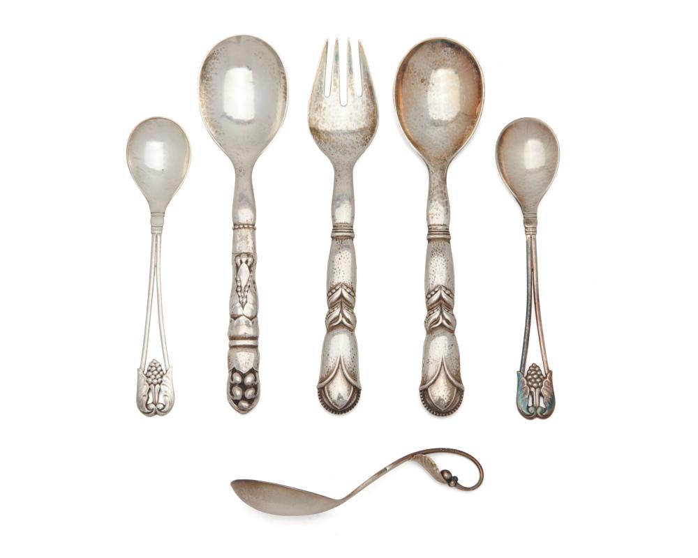 SIX GEORG JENSEN SILVER SERVING