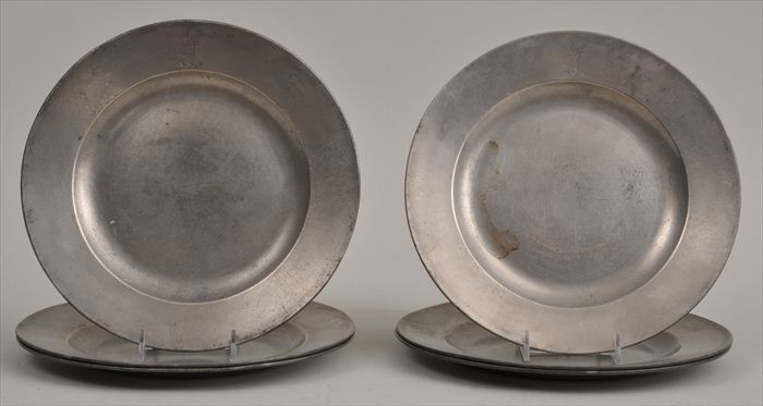 SIX GEORGE II PEWTER PLATES