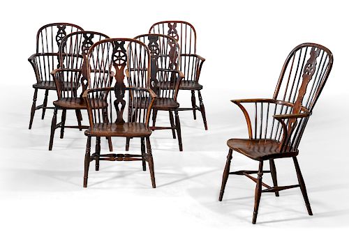 SIX GEORGE III ELM & MIXED WOOD