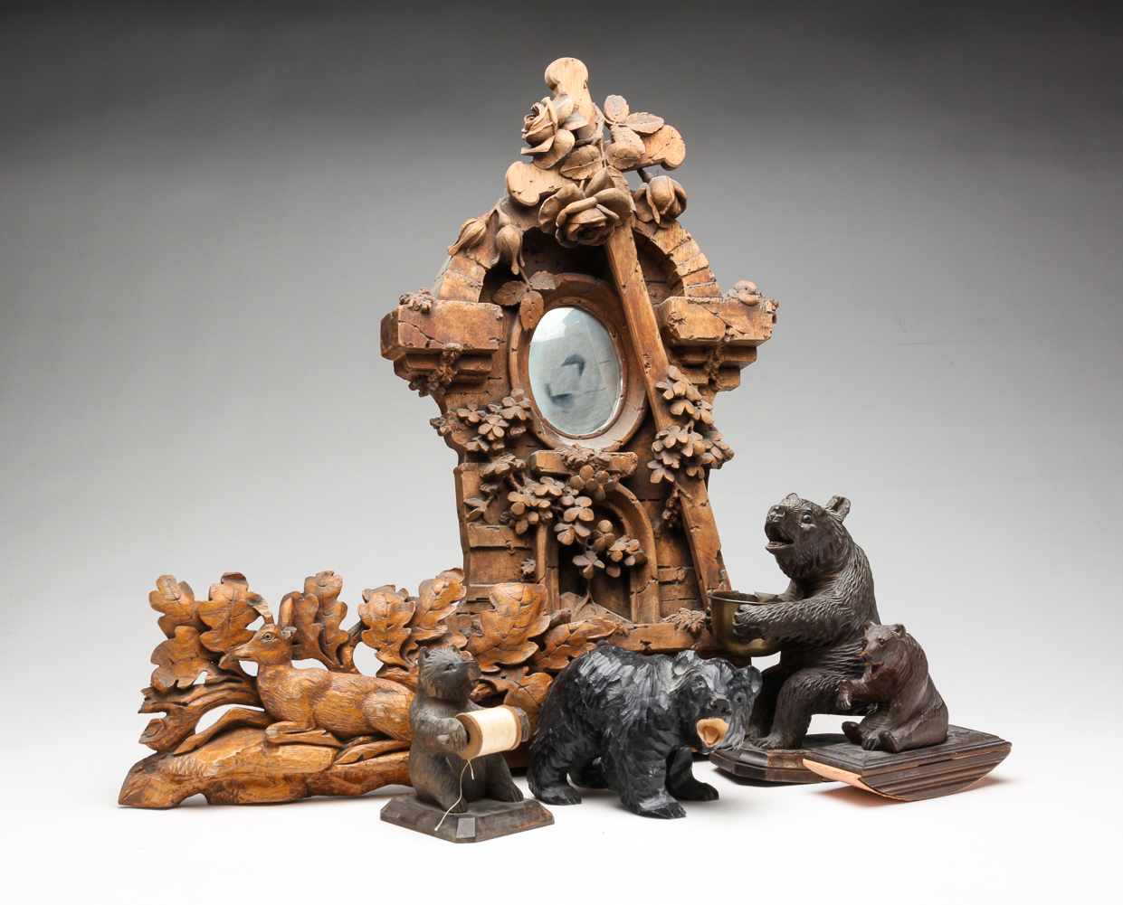 SIX GERMAN "BLACK FOREST" CARVED