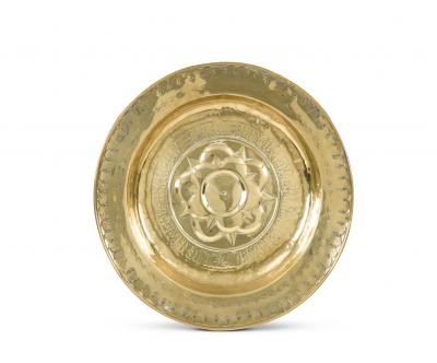 Six German brass alms dishes,