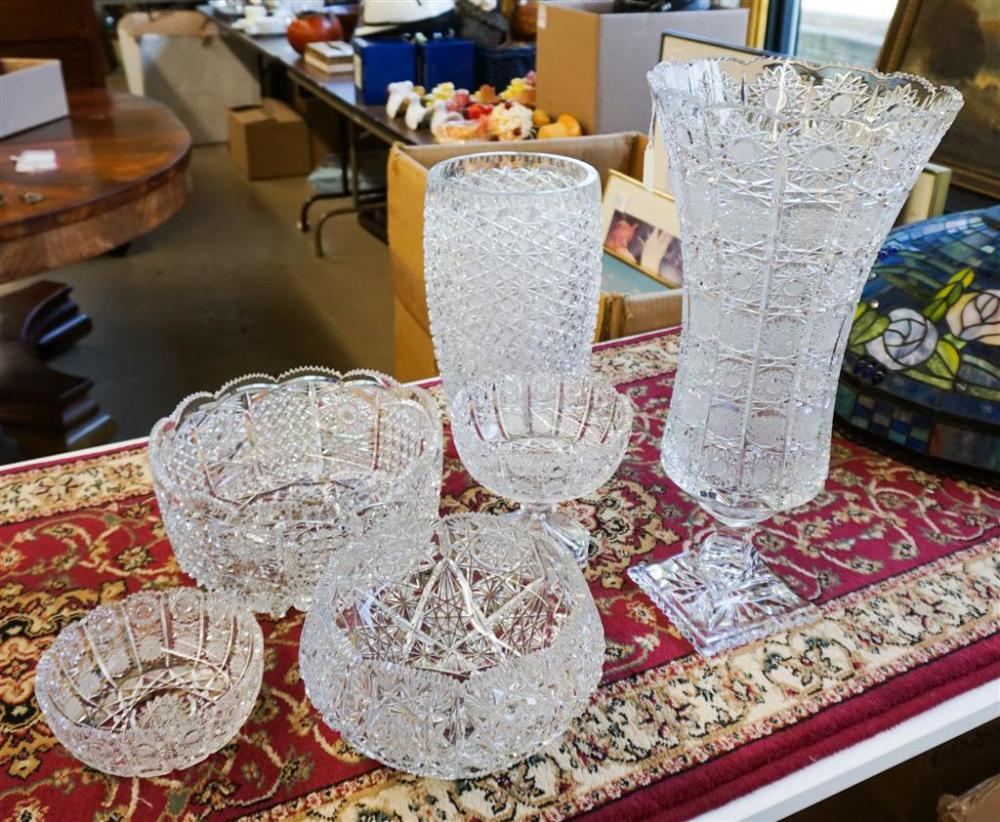SIX GERMAN CUT CRYSTAL TABLE