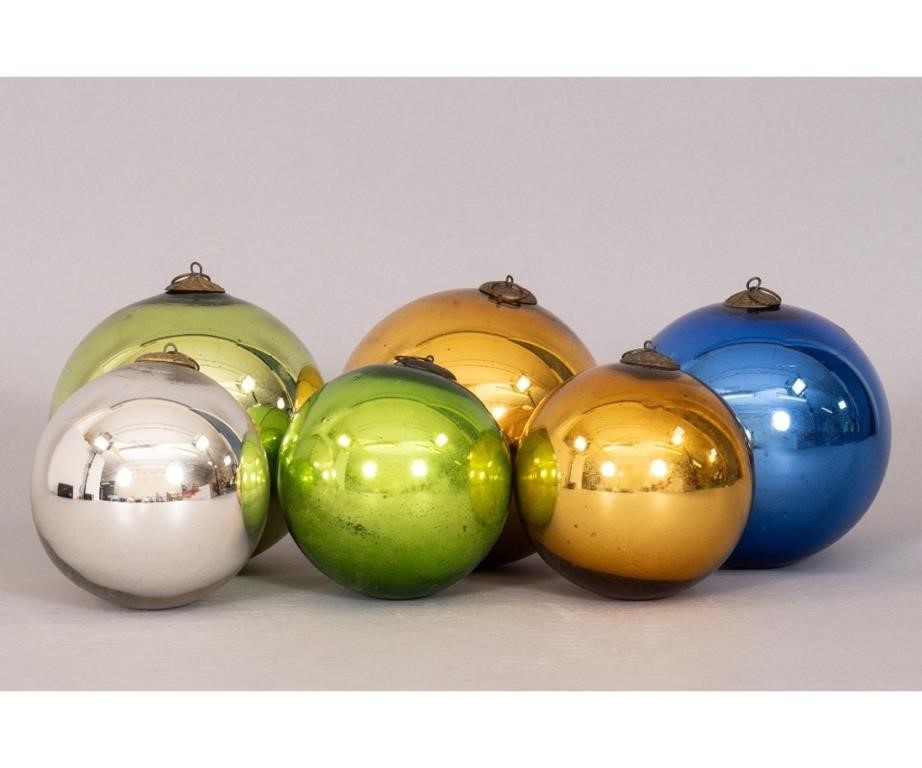 Six German glass kugels, 19th c.,