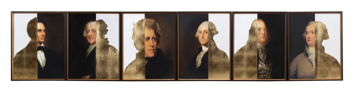 SIX "GILDED HISTORY" PORTRAITS W/