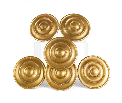 Six giltwood tie backs 6" dia. ?