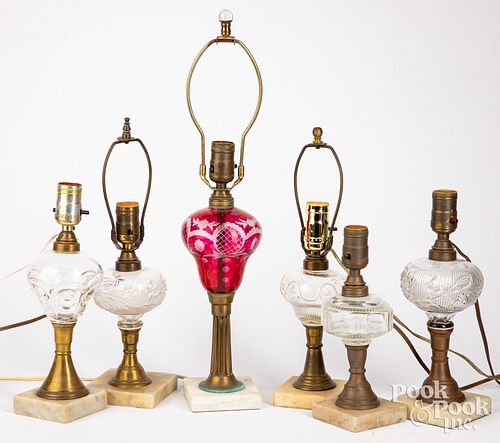 SIX GLASS FLUID LAMPSSix glass
