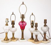 SIX GLASS FLUID LAMPSSix glass