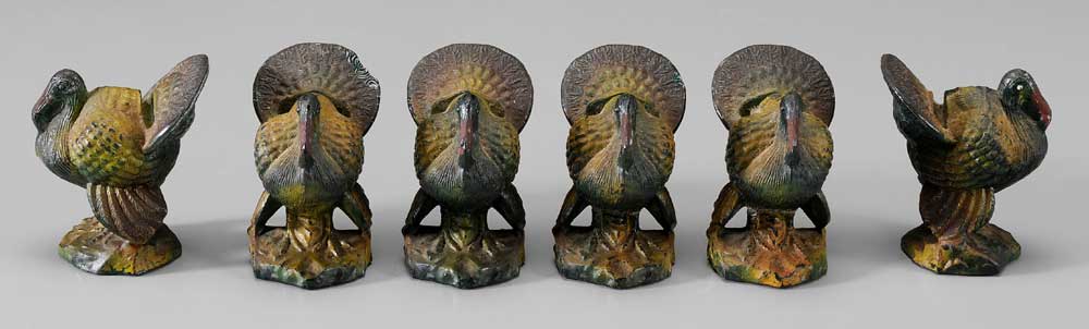 Six Glass Turkey Place Card Holders