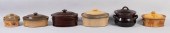 SIX GLAZED POTTERY COVERED TUR