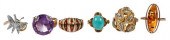 SIX GOLD GEMSTONE RINGSassorte