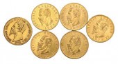 SIX GOLD ITALIAN 20 LIRE COINS