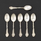 SIX GORHAM STERLING SILVER, "V