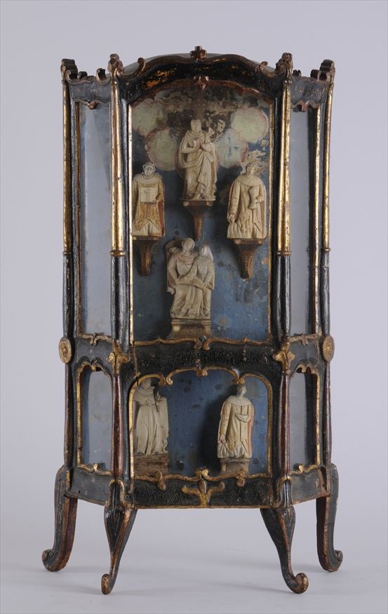 SIX GOTHIC STYLE CARVED ALABASTER