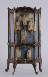 SIX GOTHIC STYLE CARVED ALABAS