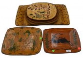 SIX GREG SHOONER REDWARE TRAYS