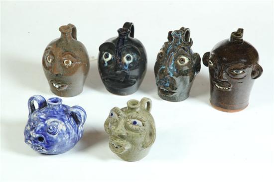 SIX GROTESQUE JUGS.  Southern  20th