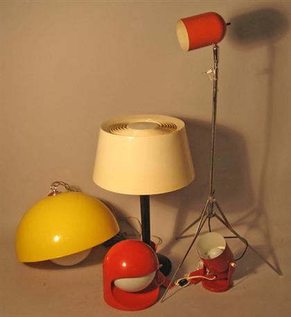 Six group of 1970's swag, floor and